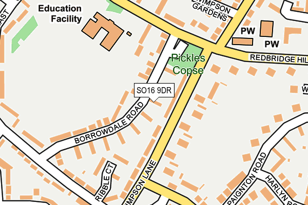 SO16 9DR map - OS OpenMap – Local (Ordnance Survey)