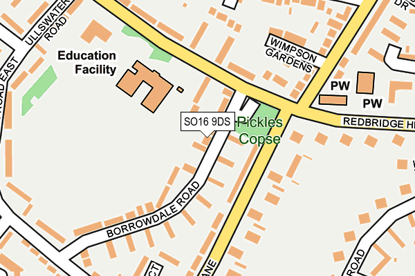 SO16 9DS map - OS OpenMap – Local (Ordnance Survey)