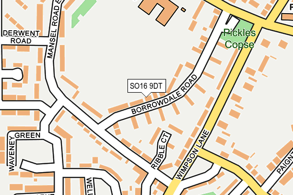 SO16 9DT map - OS OpenMap – Local (Ordnance Survey)