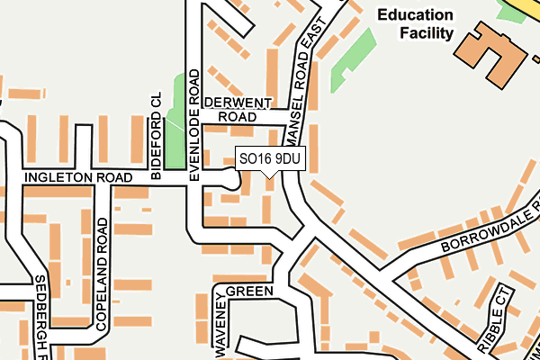 SO16 9DU map - OS OpenMap – Local (Ordnance Survey)