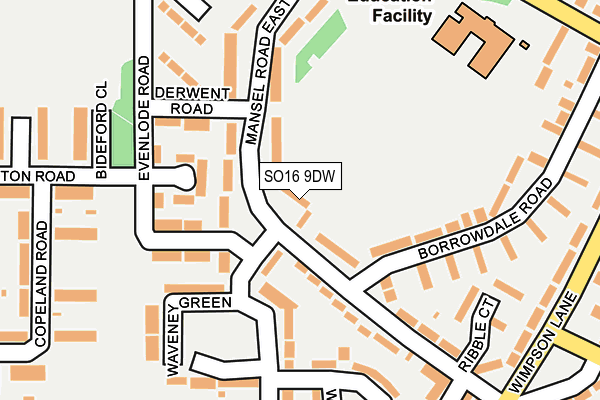 SO16 9DW map - OS OpenMap – Local (Ordnance Survey)