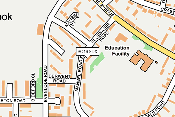 SO16 9DX map - OS OpenMap – Local (Ordnance Survey)