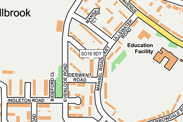 SO16 9DY map - OS OpenMap – Local (Ordnance Survey)