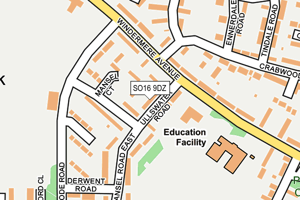 SO16 9DZ map - OS OpenMap – Local (Ordnance Survey)