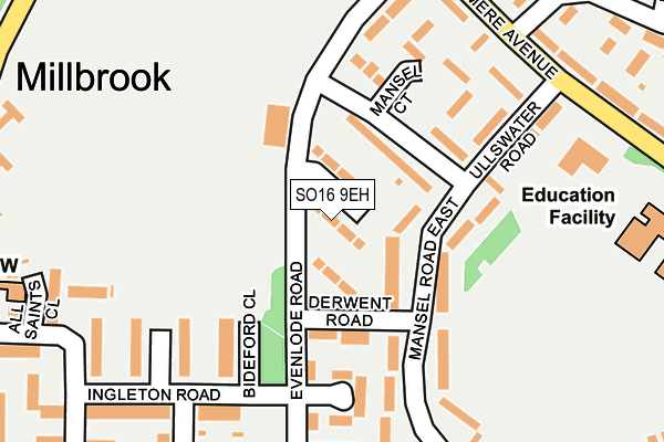 SO16 9EH map - OS OpenMap – Local (Ordnance Survey)