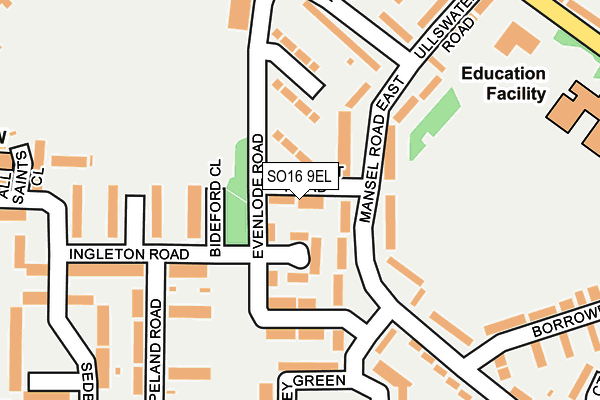 SO16 9EL map - OS OpenMap – Local (Ordnance Survey)