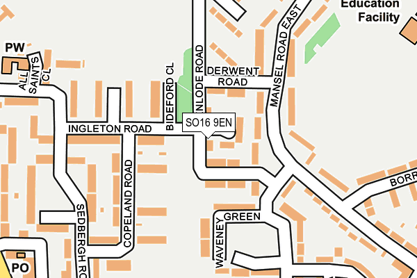 SO16 9EN map - OS OpenMap – Local (Ordnance Survey)