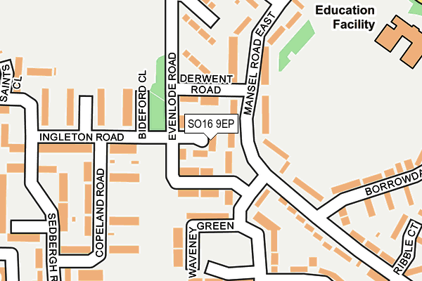 SO16 9EP map - OS OpenMap – Local (Ordnance Survey)