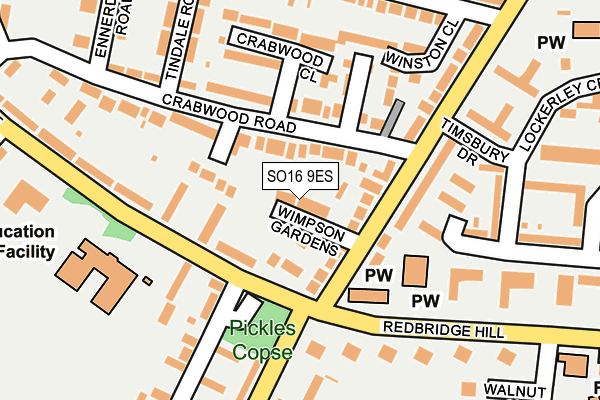 SO16 9ES map - OS OpenMap – Local (Ordnance Survey)