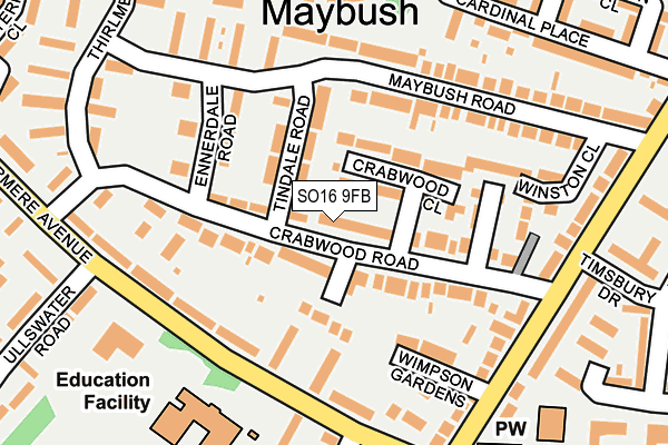 SO16 9FB map - OS OpenMap – Local (Ordnance Survey)