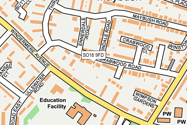 SO16 9FD map - OS OpenMap – Local (Ordnance Survey)