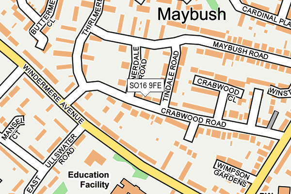 SO16 9FE map - OS OpenMap – Local (Ordnance Survey)