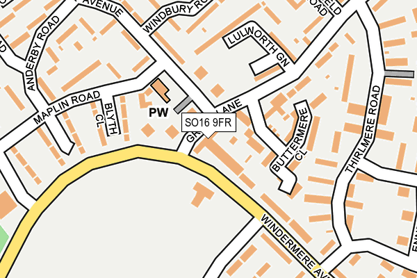 SO16 9FR map - OS OpenMap – Local (Ordnance Survey)