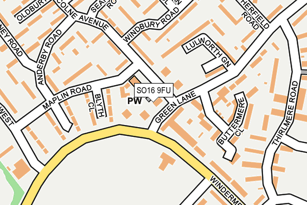 SO16 9FU map - OS OpenMap – Local (Ordnance Survey)