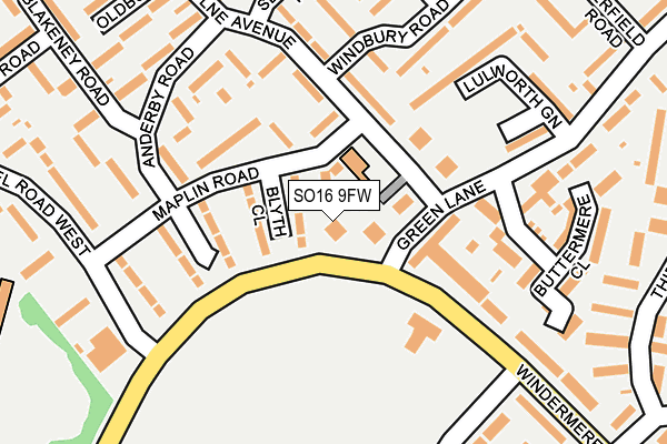 SO16 9FW map - OS OpenMap – Local (Ordnance Survey)