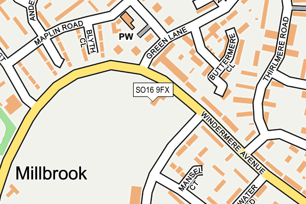 SO16 9FX map - OS OpenMap – Local (Ordnance Survey)