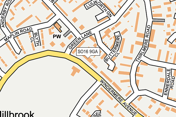 SO16 9GA map - OS OpenMap – Local (Ordnance Survey)