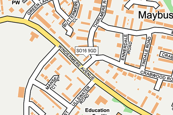 SO16 9GD map - OS OpenMap – Local (Ordnance Survey)