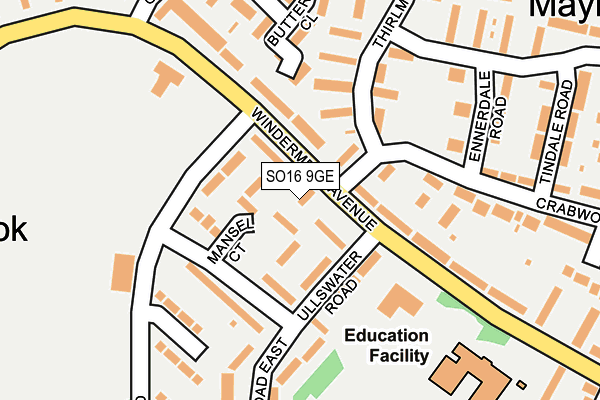 SO16 9GE map - OS OpenMap – Local (Ordnance Survey)
