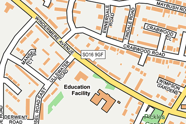 SO16 9GF map - OS OpenMap – Local (Ordnance Survey)