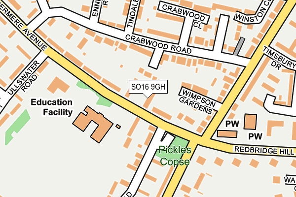 SO16 9GH map - OS OpenMap – Local (Ordnance Survey)