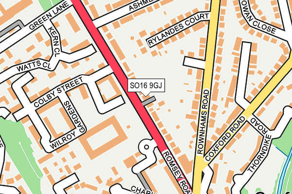 SO16 9GJ map - OS OpenMap – Local (Ordnance Survey)