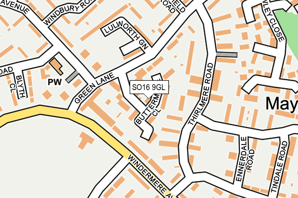 SO16 9GL map - OS OpenMap – Local (Ordnance Survey)