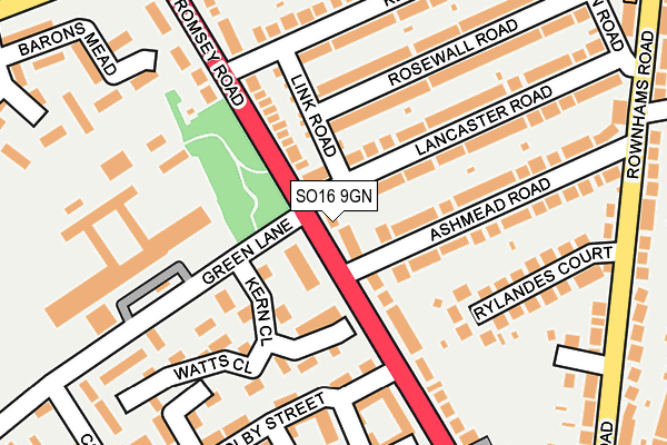 SO16 9GN map - OS OpenMap – Local (Ordnance Survey)