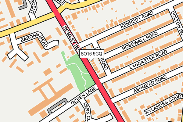 SO16 9GQ map - OS OpenMap – Local (Ordnance Survey)