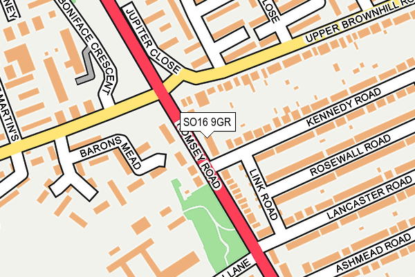 SO16 9GR map - OS OpenMap – Local (Ordnance Survey)