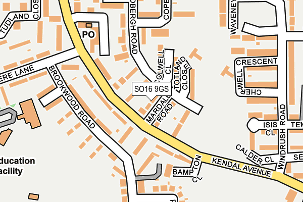 SO16 9GS map - OS OpenMap – Local (Ordnance Survey)