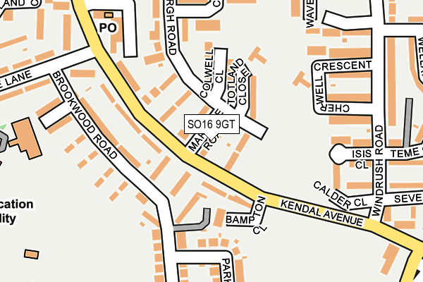SO16 9GT map - OS OpenMap – Local (Ordnance Survey)