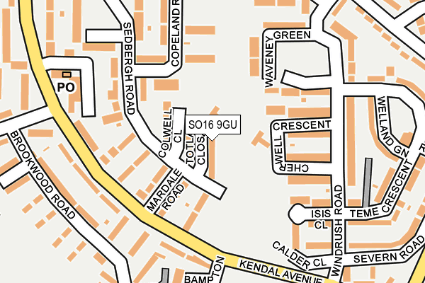 SO16 9GU map - OS OpenMap – Local (Ordnance Survey)