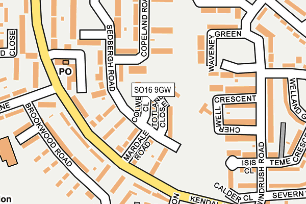 SO16 9GW map - OS OpenMap – Local (Ordnance Survey)