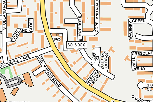 SO16 9GX map - OS OpenMap – Local (Ordnance Survey)