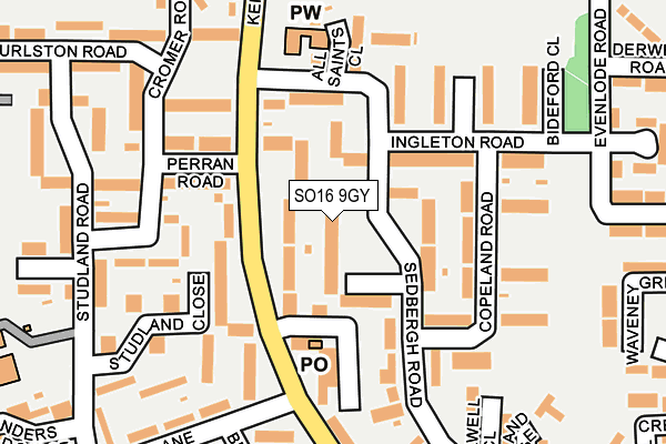 SO16 9GY map - OS OpenMap – Local (Ordnance Survey)