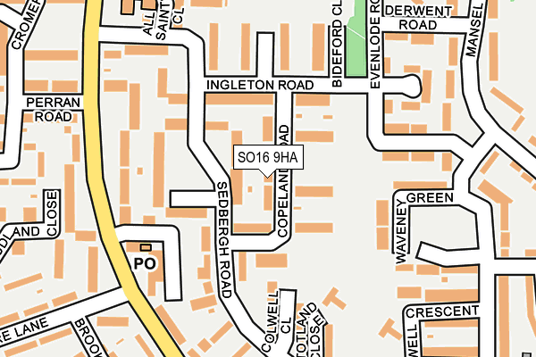 SO16 9HA map - OS OpenMap – Local (Ordnance Survey)