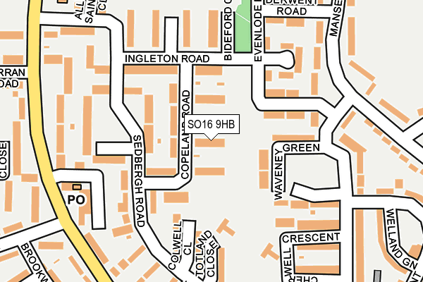 SO16 9HB map - OS OpenMap – Local (Ordnance Survey)