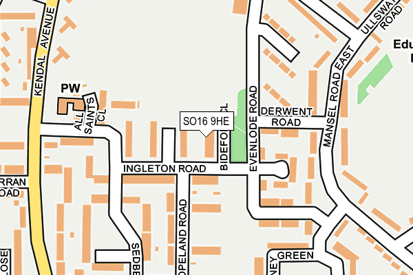 SO16 9HE map - OS OpenMap – Local (Ordnance Survey)