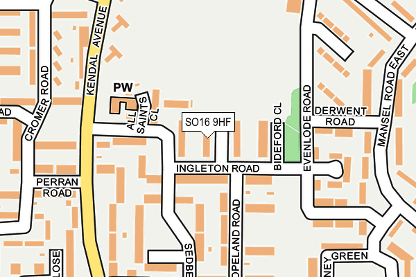 SO16 9HF map - OS OpenMap – Local (Ordnance Survey)