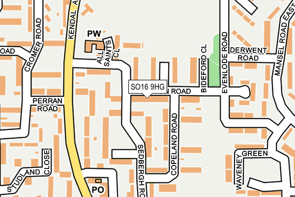 SO16 9HG map - OS OpenMap – Local (Ordnance Survey)