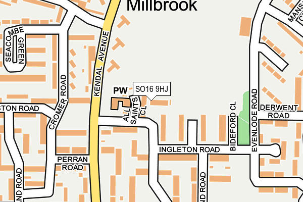 SO16 9HJ map - OS OpenMap – Local (Ordnance Survey)