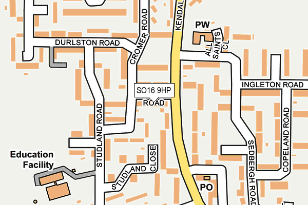 SO16 9HP map - OS OpenMap – Local (Ordnance Survey)