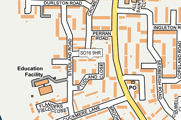 SO16 9HR map - OS OpenMap – Local (Ordnance Survey)