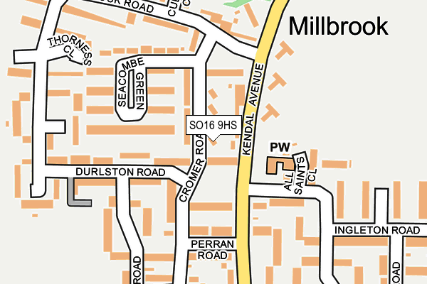 SO16 9HS map - OS OpenMap – Local (Ordnance Survey)