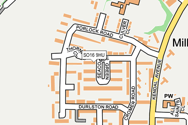 SO16 9HU map - OS OpenMap – Local (Ordnance Survey)