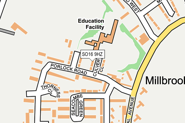 SO16 9HZ map - OS OpenMap – Local (Ordnance Survey)