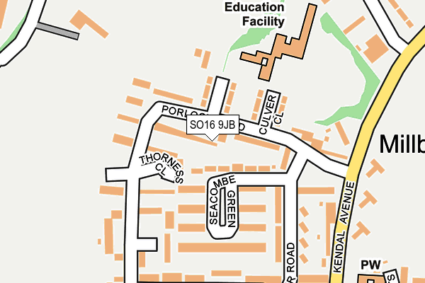 SO16 9JB map - OS OpenMap – Local (Ordnance Survey)