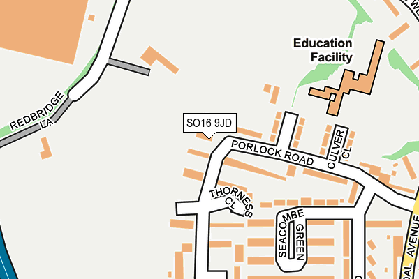 SO16 9JD map - OS OpenMap – Local (Ordnance Survey)