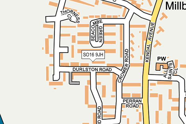 SO16 9JH map - OS OpenMap – Local (Ordnance Survey)